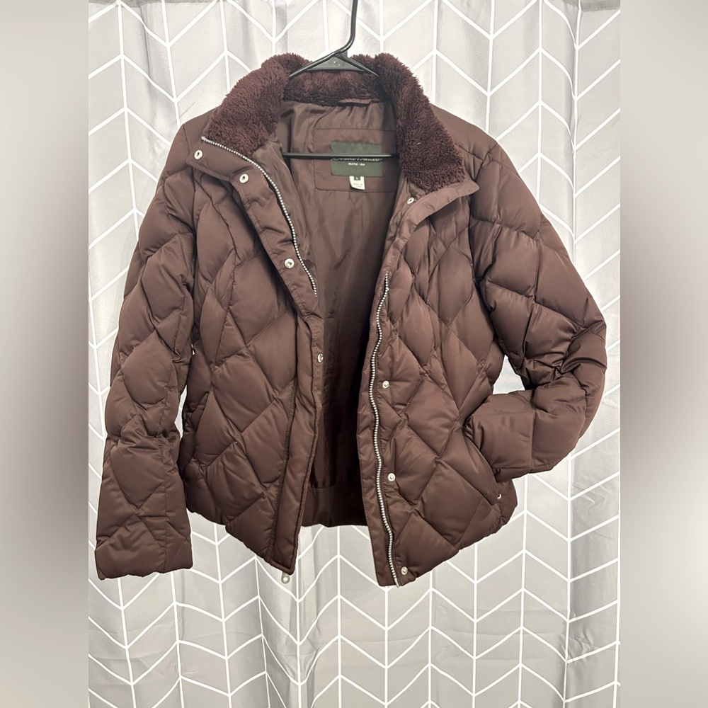 Eddie Bauer Puffer Jacket In Eggplant Color. Size Lar… Gem